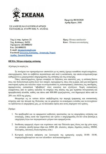 3101 Μέτρα στήριξης εστίασης